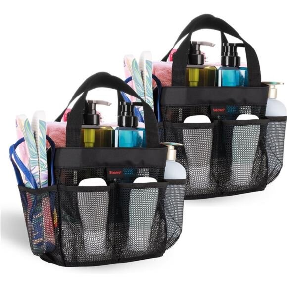 Mesh Shower Caddy,Tote Bag for College Dorm,Bathroom,8 Pocket - Picture 2 of 7